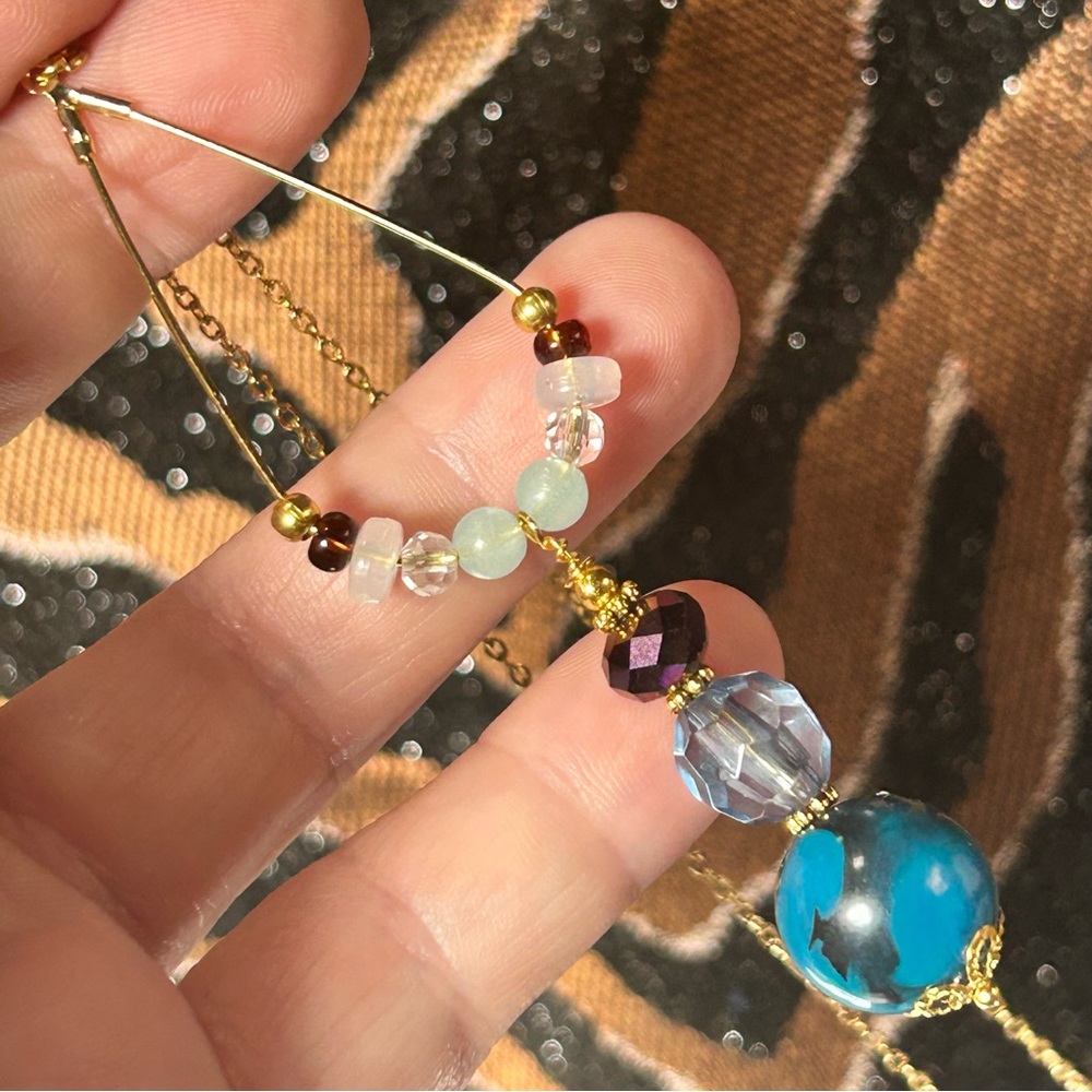 Handcrafted vintage bead changeable charm pendant on chain necklace